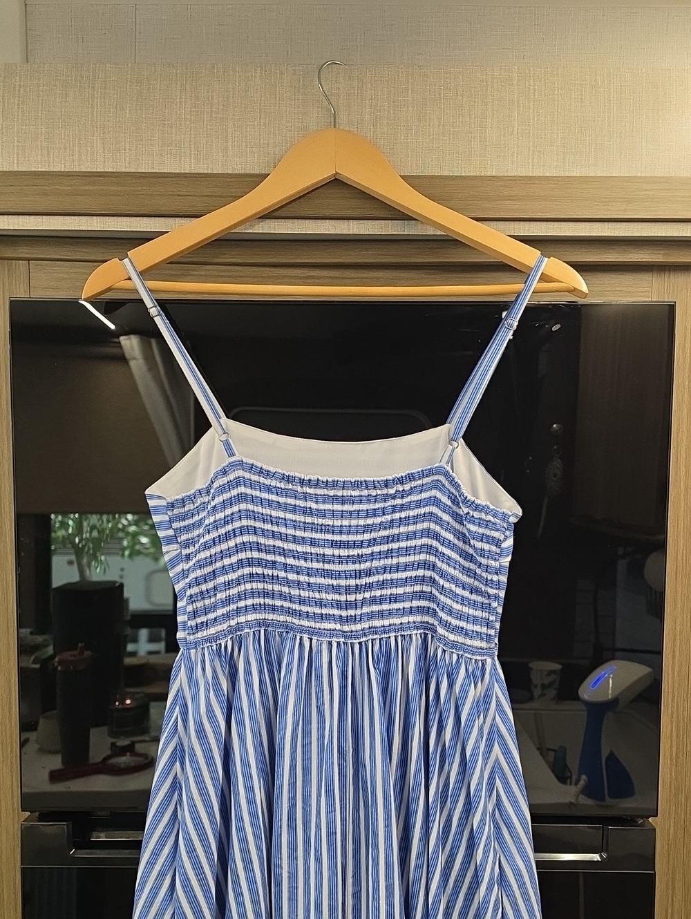 💙100% COTTON MAXI/MIDI DRESS WHITE/BLUE STRIPED, DRESS, BY JAPANA - Picture 8 of 16